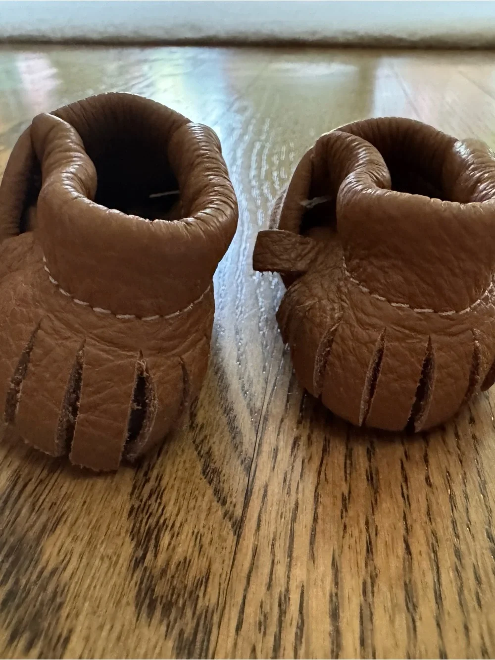 Kids Brown Leather Moccasin Slip-On Shoes